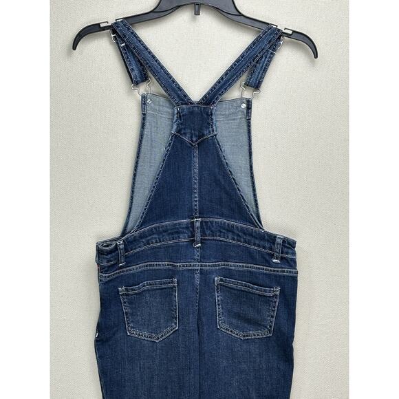 Cat & Jack Girls Distressed Blue Stretch Denim Bib Overalls Large 10-12 Unicorn - Picture 11 of 16